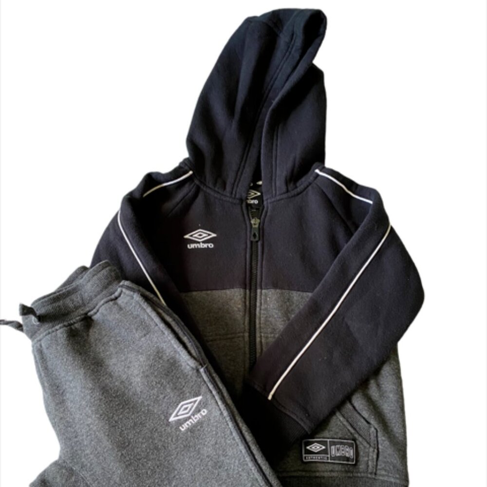 Umbro Boys Black & Gray Jogger Set | Hoodie & Pants
